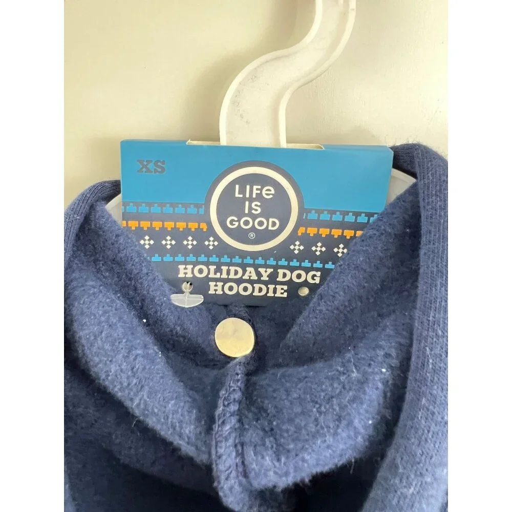 Life Is Good‎ Dog Hoodie Happy Hanukkah Size XS Blue Clothes